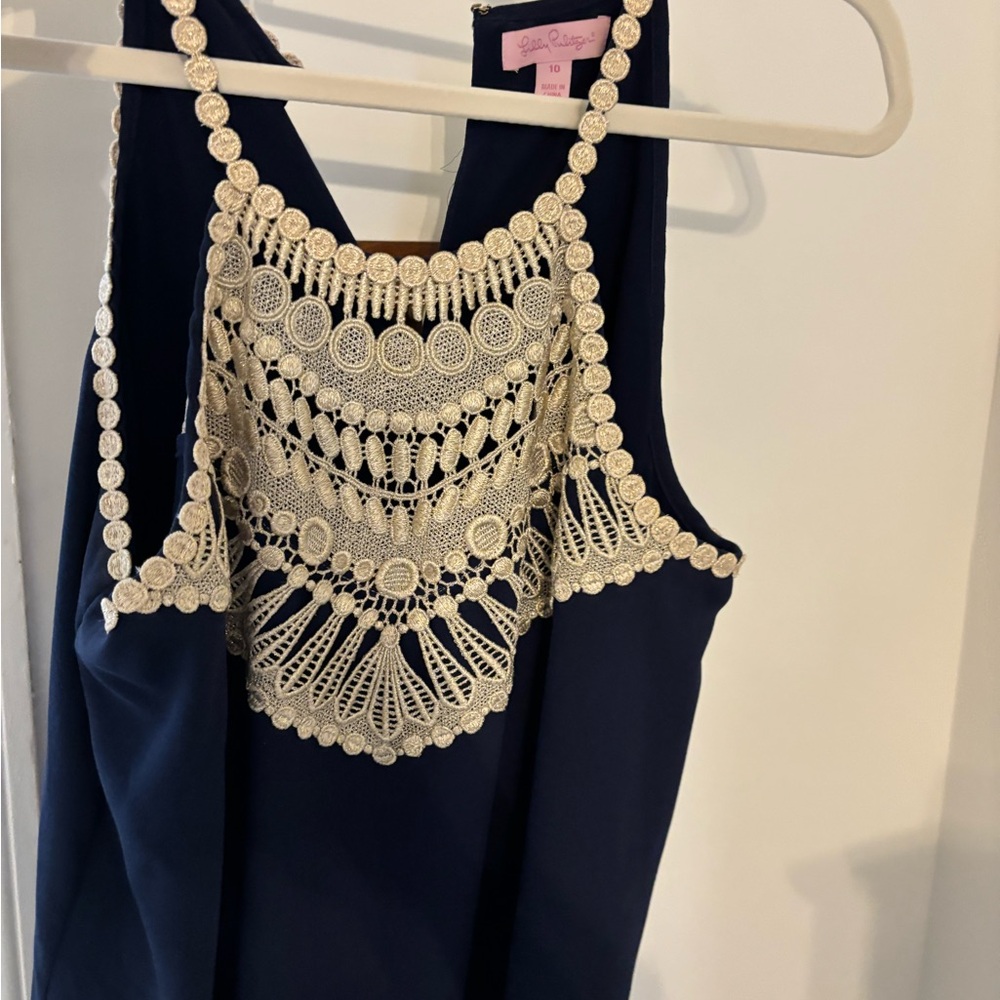 Lilly Pulitzer Navy and Gold Dress